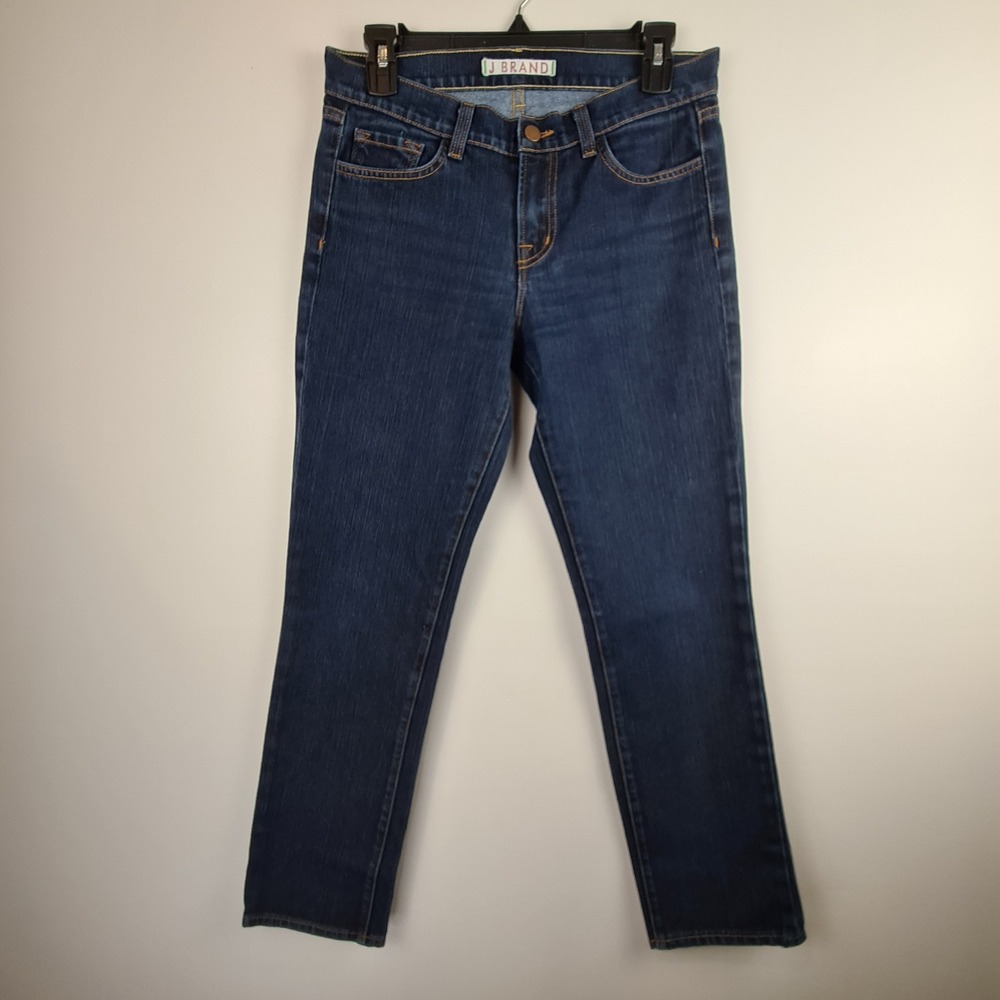 J BRAND Women's Slim Fit Dark Wash Jeans Size 27 Blue Denim Medium Rise Pants